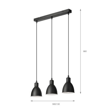 Brilagi - Lustre LED em cabo RIDDY 3xE27/60W/230V preto