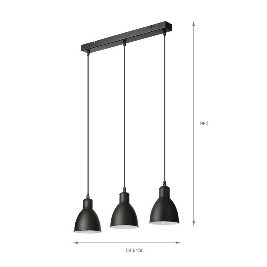 Brilagi - Lustre LED em cabo RIDDY 3xE27/60W/230V preto