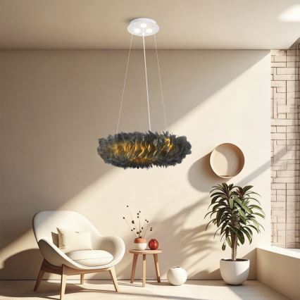 Brilagi - Lustre LED FEATHER suspenso em cabo 3xE27/40W/230V + 3xLED/3W Ø 50 cm cinzento