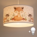 Brilagi - Lustre LED infantil BOBO suspenso por cabo 1xE27/10W/230V diâmetro 35 cm branco/com motivos de animais