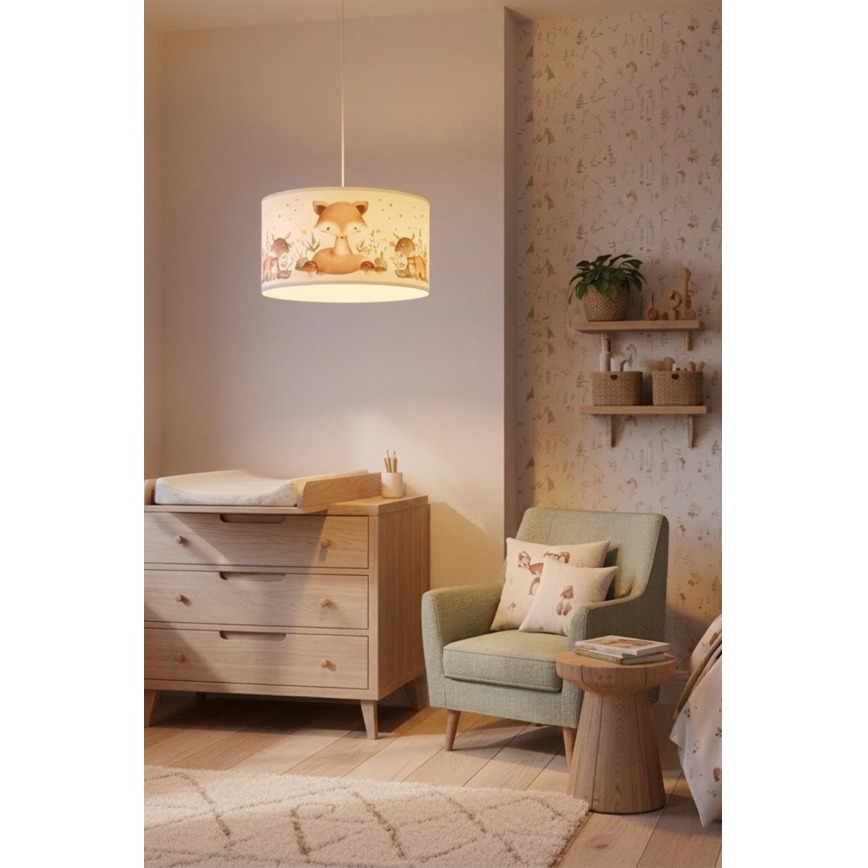 Brilagi - Lustre LED infantil BOBO suspenso por cabo 1xE27/60W/230V diâmetro 35 cm branco/com motivos de animais
