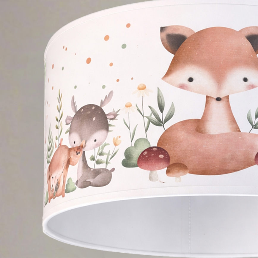 Brilagi - Lustre LED infantil BOBO suspenso por cabo 1xE27/60W/230V diâmetro 35 cm branco/com motivos de animais