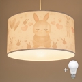 Brilagi - Lustre LED infantil pendente com cabo BOBO 1xE27/10W/230V Ø 35 cm branco/coelhinhos