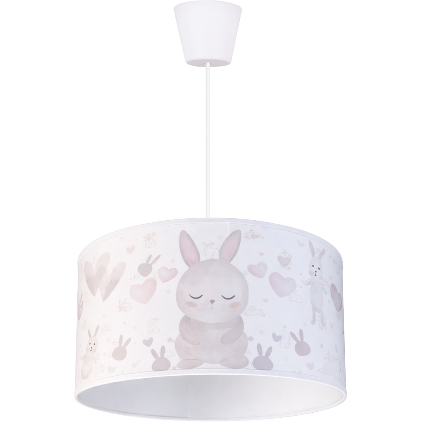 Brilagi - Lustre LED infantil pendente com cabo BOBO 1xE27/60W/230V Ø 35 cm branco/coelhinhos