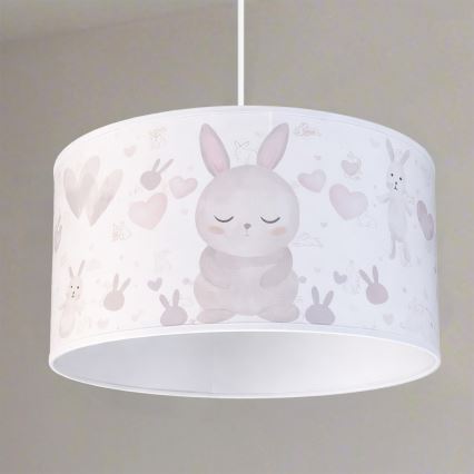 Brilagi - Lustre LED infantil pendente com cabo BOBO 1xE27/60W/230V Ø 35 cm branco/coelhinhos