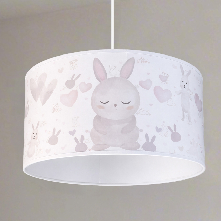 Brilagi - Lustre LED infantil pendente com cabo BOBO 1xE27/60W/230V Ø 35 cm branco/coelhinhos