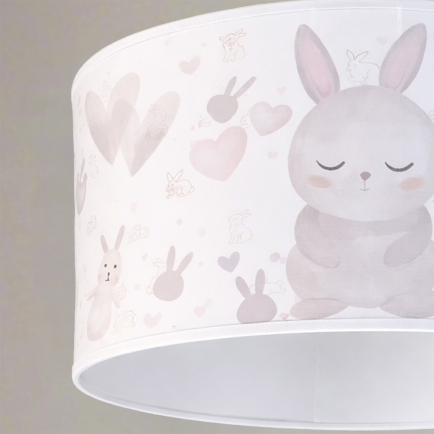 Brilagi - Lustre LED infantil pendente com cabo BOBO 1xE27/60W/230V Ø 35 cm branco/coelhinhos