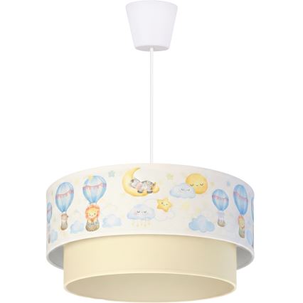 Brilagi - Lustre infantil LED BOBO com cabo 1xE27/60W/230V Ø 40 cm branco/bege/estampado de animais