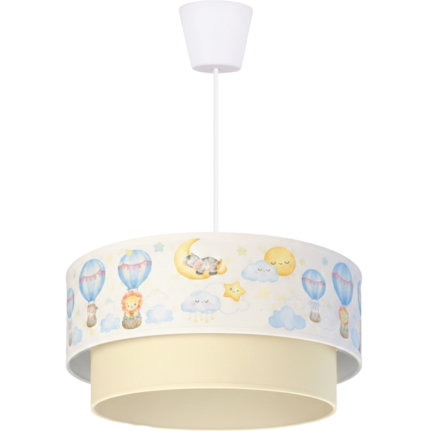 Brilagi - Lustre infantil LED BOBO com cabo 1xE27/60W/230V Ø 40 cm branco/bege/estampado de animais
