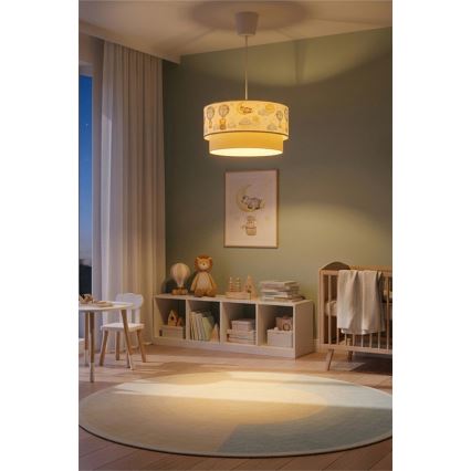 Brilagi - Lustre infantil LED BOBO com cabo 1xE27/60W/230V Ø 40 cm branco/bege/estampado de animais