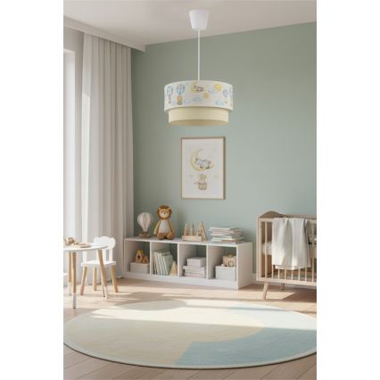 Brilagi - Lustre infantil LED BOBO com cabo 1xE27/60W/230V Ø 40 cm branco/bege/estampado de animais