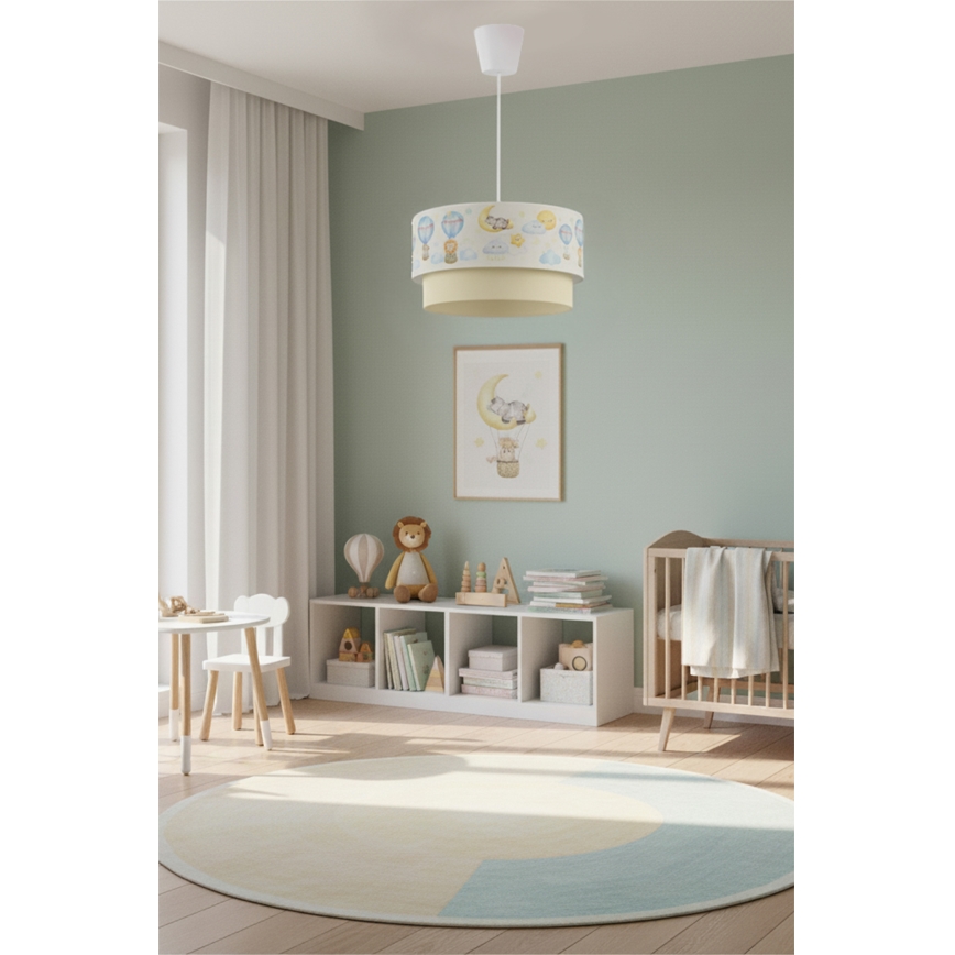 Brilagi - Lustre infantil LED BOBO com cabo 1xE27/60W/230V Ø 40 cm branco/bege/estampado de animais