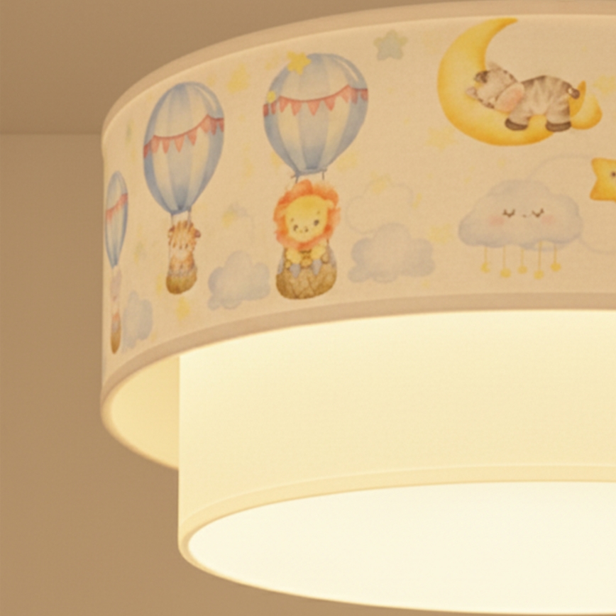 Brilagi - Lustre infantil LED BOBO com cabo 1xE27/60W/230V Ø 40 cm branco/bege/estampado de animais