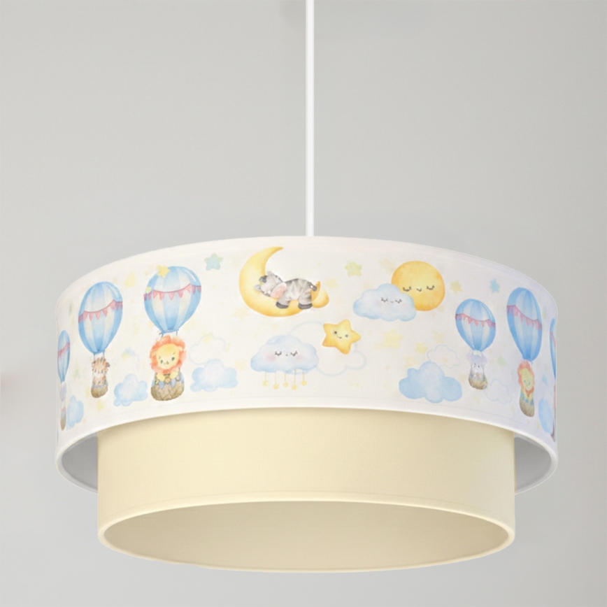 Brilagi - Lustre infantil LED BOBO com cabo 1xE27/60W/230V Ø 40 cm branco/bege/estampado de animais