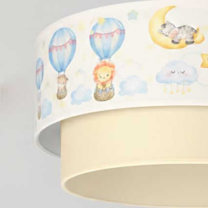 Brilagi - Lustre infantil LED BOBO com cabo 1xE27/60W/230V Ø 40 cm branco/bege/estampado de animais