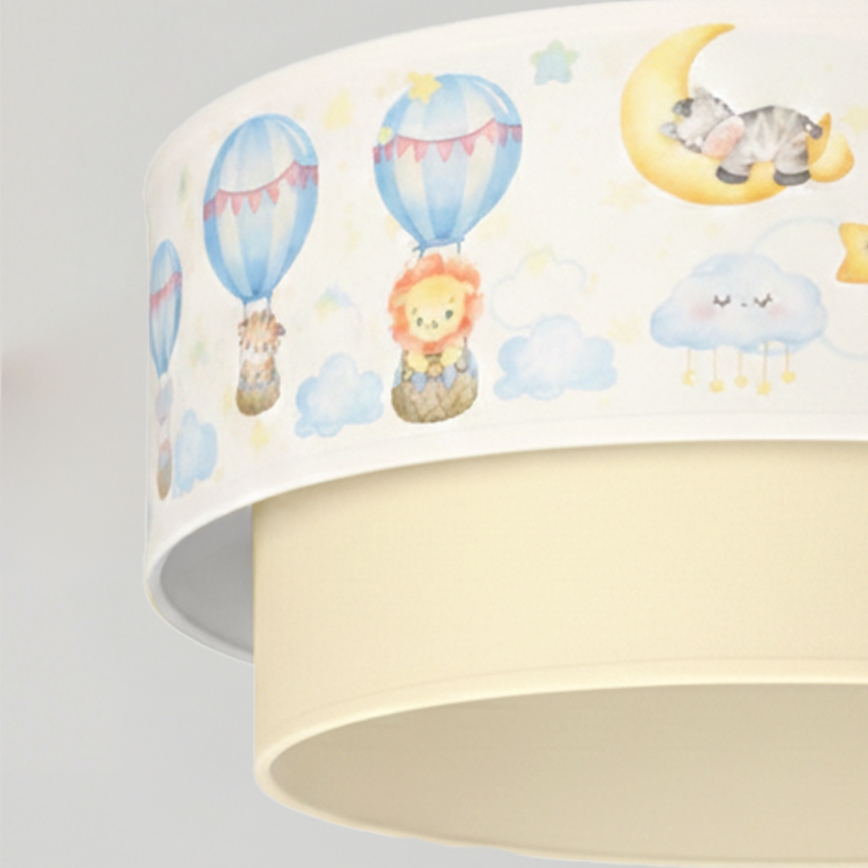 Brilagi - Lustre infantil LED BOBO com cabo 1xE27/60W/230V Ø 40 cm branco/bege/estampado de animais