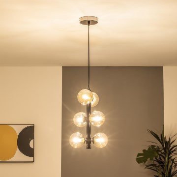 Brilagi - Lustre LED MILLA suspenso por cabo 6xG9/3W/230V preto cromado/dourado