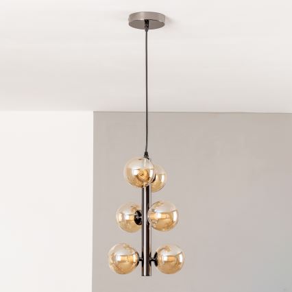 Brilagi - Lustre LED MILLA suspenso por cabo 6xG9/3W/230V preto cromado/dourado