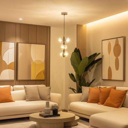 Brilagi - Lustre LED MILLA suspenso por cabo 6xG9/3W/230V preto cromado/dourado