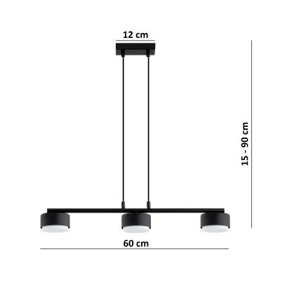Brilagi - Lustre LED MONO suspenso por cabo 3xGX53/30W/230V preto