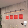 Brilagi - Lustre LED NUBILA suspenso por cabo 4xE27/60W/230V cinzento/vermelho