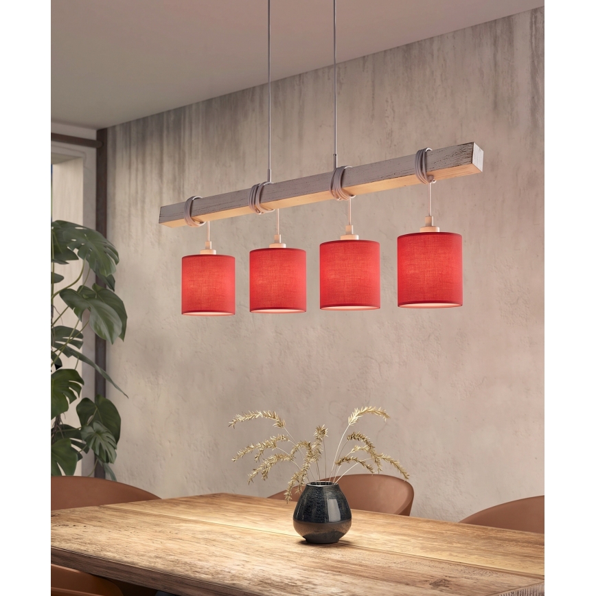 BRILAGI - Lustre LED NUBILA suspenso por cabo 4xE27/60W/230V cinzento/vermelho