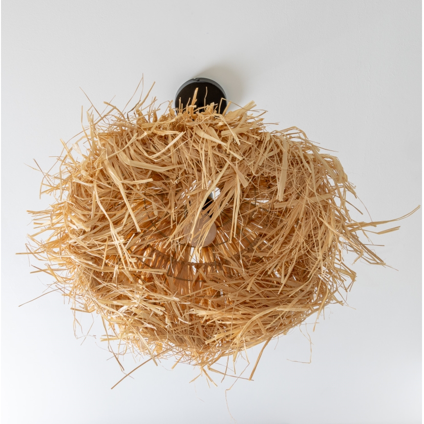 Brilagi - Lustre LED pendente CERIA BOHO com cabo 1xE27/40W/230V, diâmetro 40 cm, em ráfia