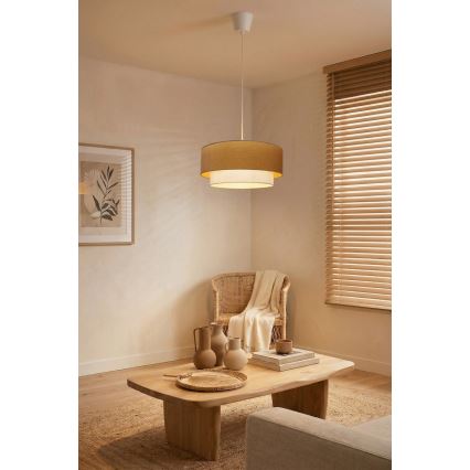 Brilagi - Lustre LED pendente com cabo BOHO ECO 1xE27/10W/230V diâmetro 40 cm bege/creme