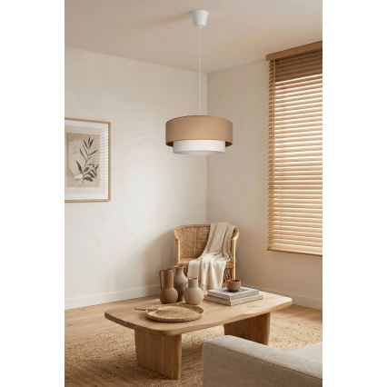 Brilagi - Lustre LED pendente com cabo BOHO ECO 1xE27/10W/230V diâmetro 40 cm bege/creme