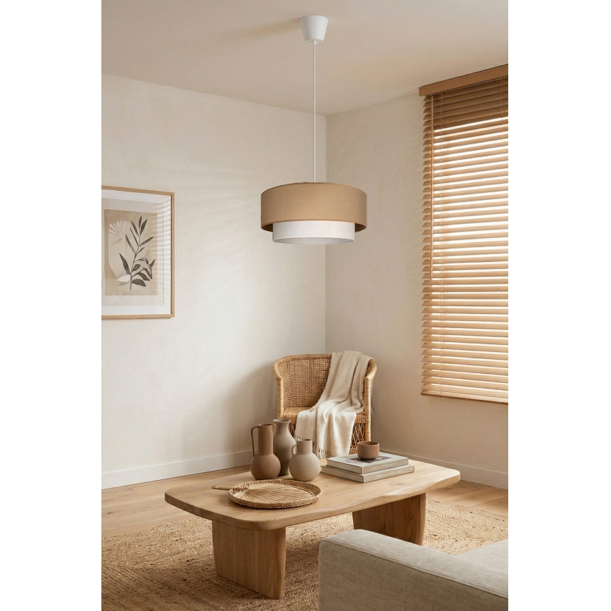 Brilagi - Lustre LED pendente com cabo BOHO ECO 1xE27/10W/230V diâmetro 40 cm bege/creme