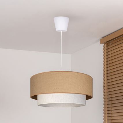 Brilagi - Lustre LED pendente com cabo BOHO ECO 1xE27/10W/230V diâmetro 40 cm bege/creme