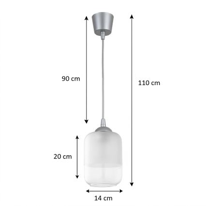 BRILAGI - Lustre LED pendente com cabo RETRO GLASS 1xE27/60W/230V diâmetro 14 cm prateado/branco