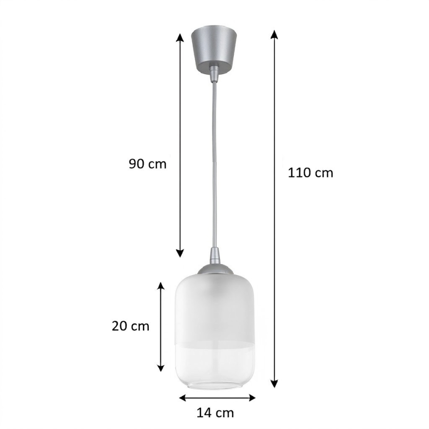 BRILAGI - Lustre LED pendente com cabo RETRO GLASS 1xE27/60W/230V diâmetro 14 cm prateado/branco