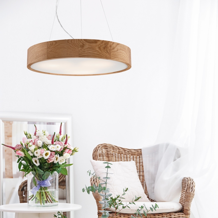 Brilagi - Lustre LED pendente em cabo CARVALHO 3xE27/15W/230V, acabamento carvalho, Ø 47,5 cm