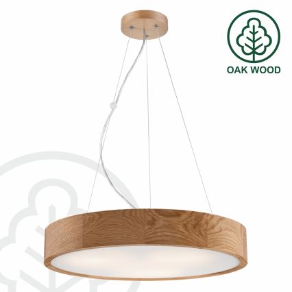 Brilagi - Lustre LED pendente em cabo CARVALHO 3xE27/15W/230V, acabamento carvalho, Ø 47,5 cm