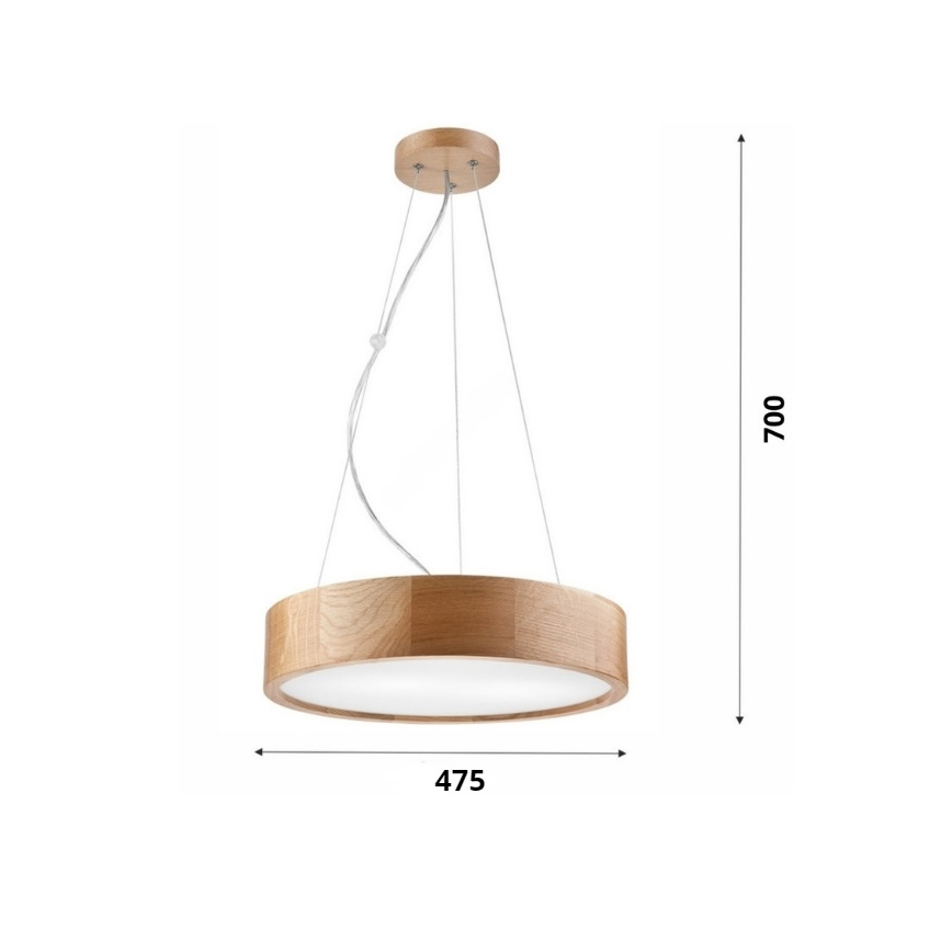 Brilagi - Lustre LED pendente em cabo CARVALHO 3xE27/15W/230V, acabamento carvalho, Ø 47,5 cm