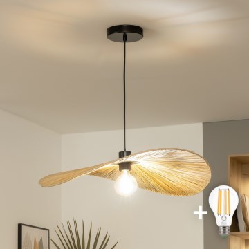 Brilagi - Lustre LED pendente em cabo CERIA BOHO 1xE27/40W/230V Ø 60 cm, em ráfia