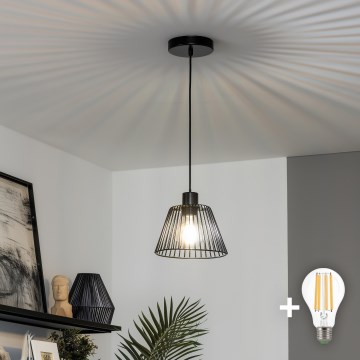 Brilagi - Lustre LED pendente em cabo CERIA WIRE 1xE27/40W/230V Ø 21 cm preto