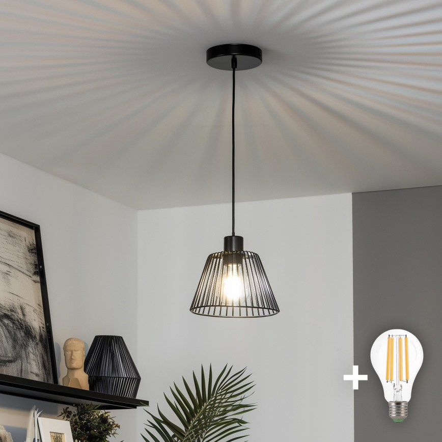 Brilagi - Lustre LED pendente em cabo CERIA WIRE 1xE27/40W/230V Ø 21 cm preto