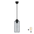 BRILAGI - Lustre LED pendente em cabo RETRO GLASS 1xE27/60W/230V diâmetro 14 cm preto/cinza fumê