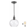BRILAGI - Lustre LED pendente em cabo RETRO GLASS 1xE27/60W/230V Ø 25 cm preto/transparente