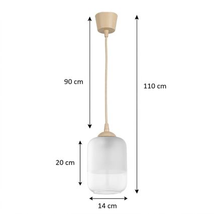 BRILAGI - Lustre LED pendente RETRO GLASS 1xE27/60W/230V Ø 14 cm bege/branco