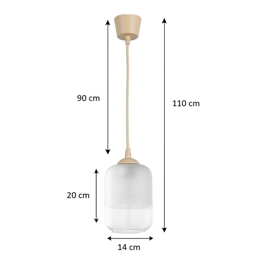 BRILAGI - Lustre LED pendente RETRO GLASS 1xE27/60W/230V Ø 14 cm bege/branco