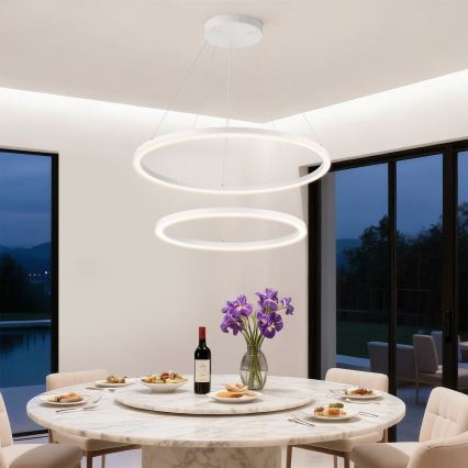 Brilagi - Lustre LED regulável suspenso por cabo PORTOFINO LED/98W/230V 3000-6000K Ø 80 cm branco + controlo remoto