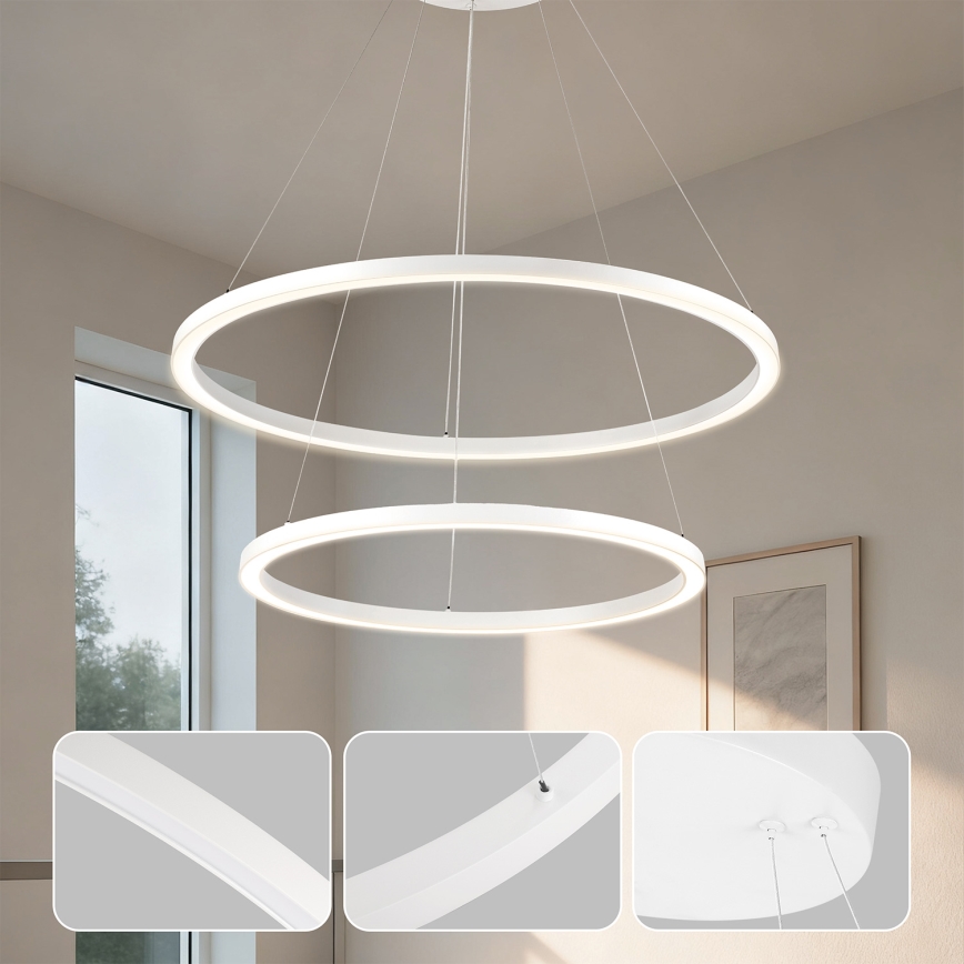 Brilagi - Lustre LED regulável suspenso por cabo PORTOFINO LED/98W/230V 3000-6000K Ø 80 cm branco + controlo remoto
