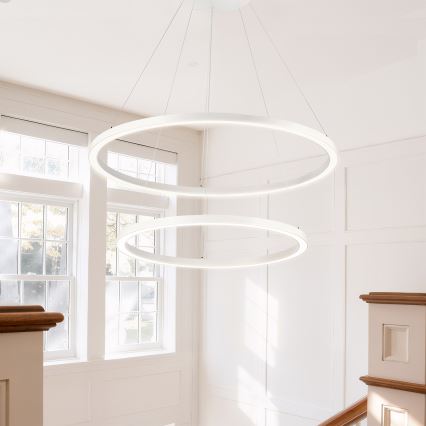 Brilagi - Lustre LED regulável suspenso por cabo PORTOFINO LED/98W/230V 3000-6000K Ø 80 cm branco + controlo remoto