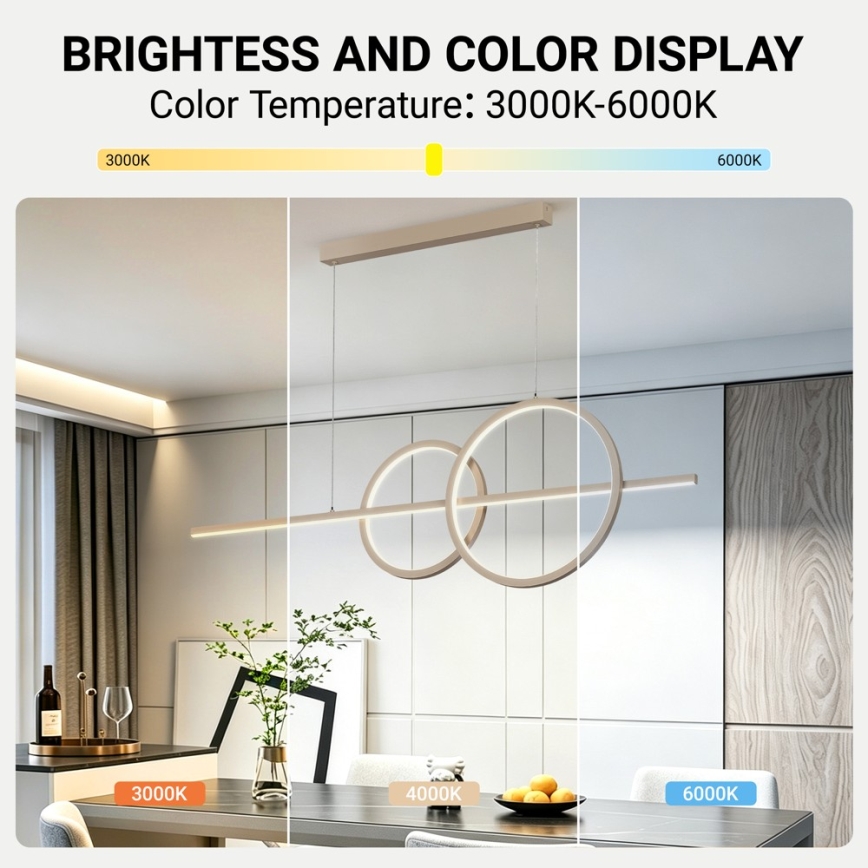 BRILAGI - Lustre LED regulável suspenso por cabo SIGNATURE LED/53W/230V 3000-6000K 120 cm bege+ controlo remoto