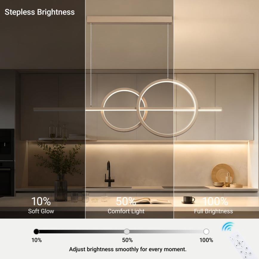 BRILAGI - Lustre LED regulável suspenso por cabo SIGNATURE LED/53W/230V 3000-6000K 120 cm bege+ controlo remoto