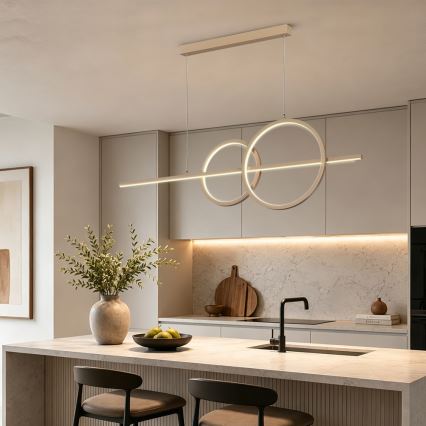 BRILAGI - Lustre LED regulável suspenso por cabo SIGNATURE LED/53W/230V 3000-6000K 120 cm bege+ controlo remoto
