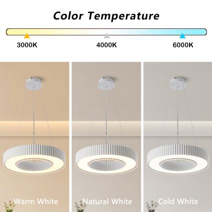 Brilagi - Lustre LED dimerizável suspenso por cabo LUMIX LED/48W/230V 3000-6000K branco Ø 50 cm + controlo remoto